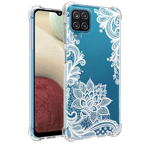 Sailundeng Custodia per Galaxy A12 Cover/Samsung A 12 SM-A125F, sottile resistente agli urti, trasparente con motivo floreale TPU flessibile telefono per Samsung Galaxy A12 Mandala
