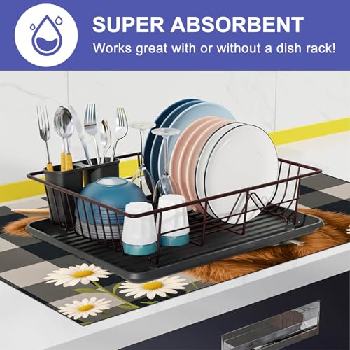 Image of HOMETITUTE Highland Cow Stove Top Covers for Electric Stove 28x20 Inches Heat Resistant Spring Glass Cooktop Protector Pad Decorative Stovetop Cover Dish Drying Mats for Kitchen Coffee Bar Decor
