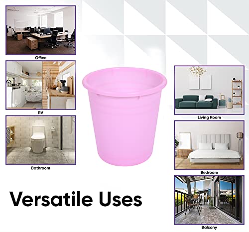 Image of Kuber Industries Plastic Dustbin|Portable Garbage Basket & Round Trash Can for Home,Kitchen,Office,College,7 Ltr,Pack of 3 (Pink)