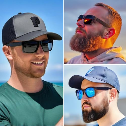 Image of MAXJULI Z87 Sunglasses for Big Wide Heads Men TR90 Ultralight UV400 Protection Sun Glasses (Black /Grey) Z8241