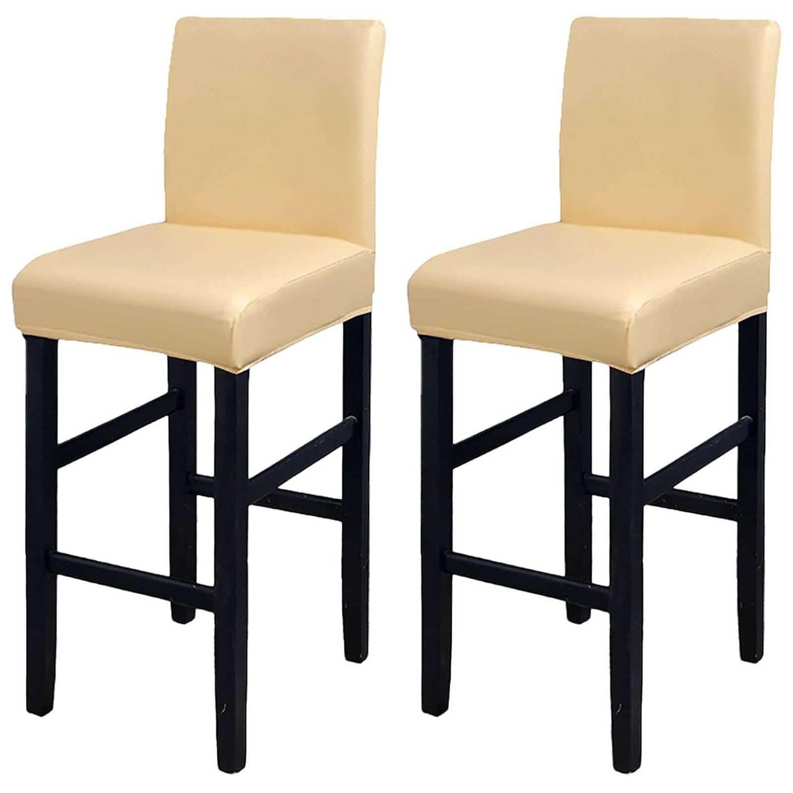 Leomix PU Waterproof Bar Stool Covers, Stretch Removable Barstools Covers, Counter High Leg Low Back Chair Covers, for Cafe Dining Room,J,2pack