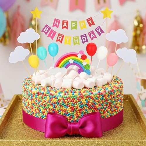 15Pcs Rainbow Cake Topper Kit happy birthday cake toppers - image 4