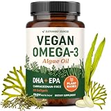 Vegan Omega 3 Algae Oil, Plant Based DHA EPA, Sustainably Sourced, Non-GMO