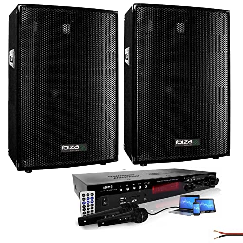 PACK SONO 600W + 2 ENCEINTES 300W + AMPLI HIFI SONO STEREO MP5 + VIDEO + HDMI + USB + SD + RADIO FM + BLUETOOTH + 2 MICROS KARAOKE Cover