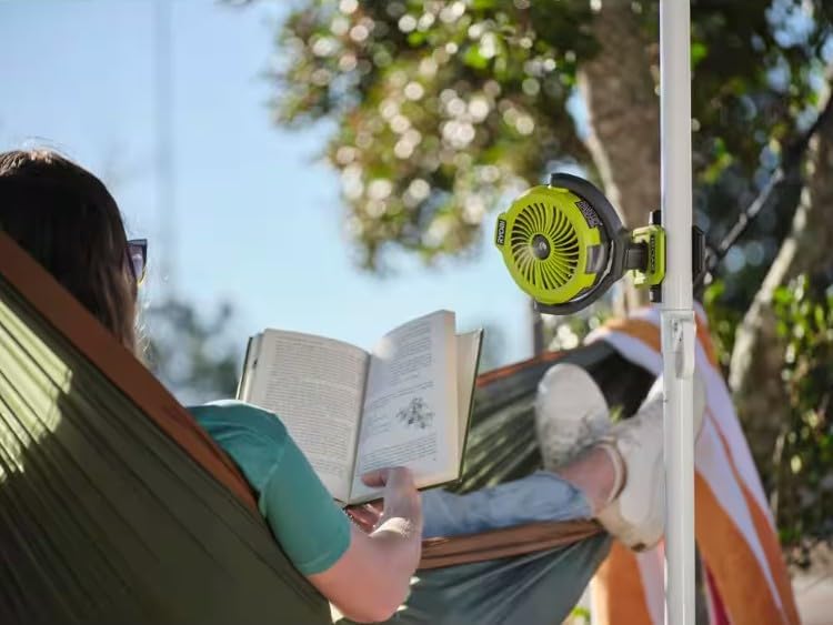 RYOBI USB Lithium Cordless Misting Clamp Fan Kit with USB Lithium 2Ah Battery and Charging Cable (Renewed)