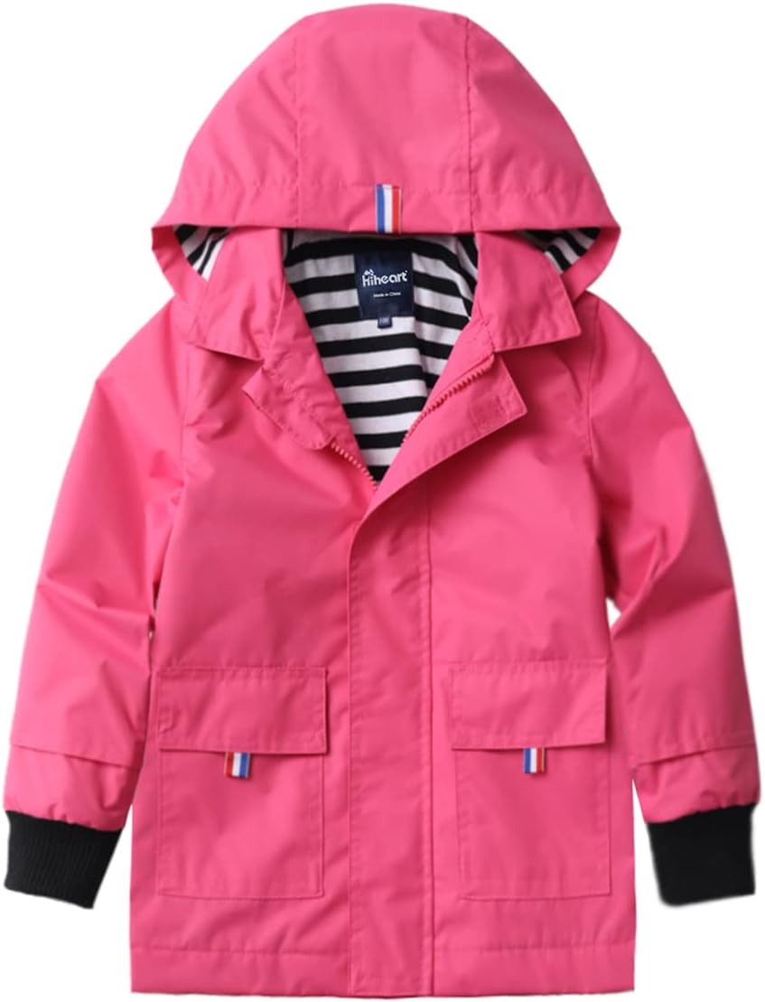 Hiheart Boys Girls Waterproof Hooded Jackets Cotton Lined Rain Jackets