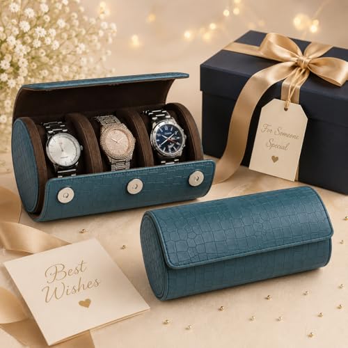 Image of essart Luxury Watch Storage Case - Premium Leather Organizer Box for Exclusive Timepieces, Elegant Display & Protection for Collectors (WR-1013-Croco-Green)