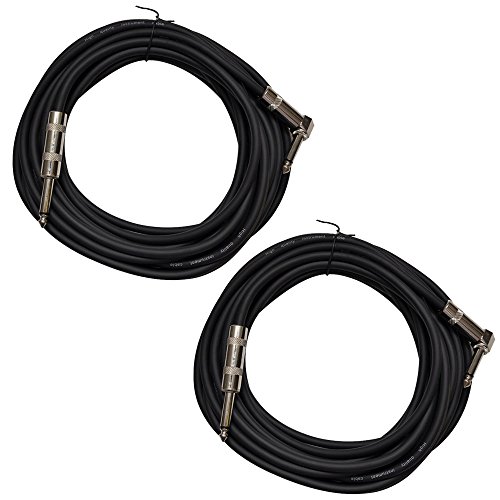 Seismic Audio SAGC20R-BLACK-2PACK Pair Of Black 20 Foot Right Angle To Straight Guitar Cables cover