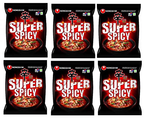 Nongshim Red Super Spicy Noodles 120gm*6Pack (Pack of 6) (Imported)