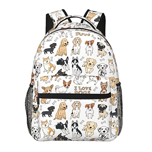 Niedlicher Rucksack mit Hundemotiv und Tiermotiven, stilvoll, lässig, für Damen, personalisierbar, Laptop-Rucksäcke mit mehreren Taschen, Computer-Tagesrucksack für Arbeit, Business, Reisen