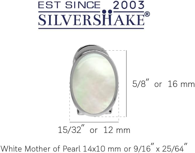 Silvershake Genuine 14x10 mm Created Stone or Shell Inlay 925 Sterling Silver Omega Clip Post Earrings Jewelry for Women