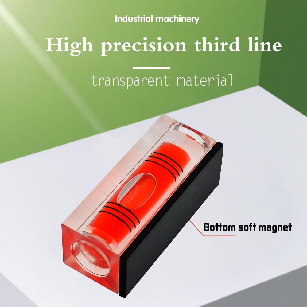 Mini burbuja de nivel de alta precisión, mini burbuja de nivel, bola de nivel de tres líneas, regla de nivel, nivel doméstico magnético 4PCS (40x17.5x15mm rojo magnético)
