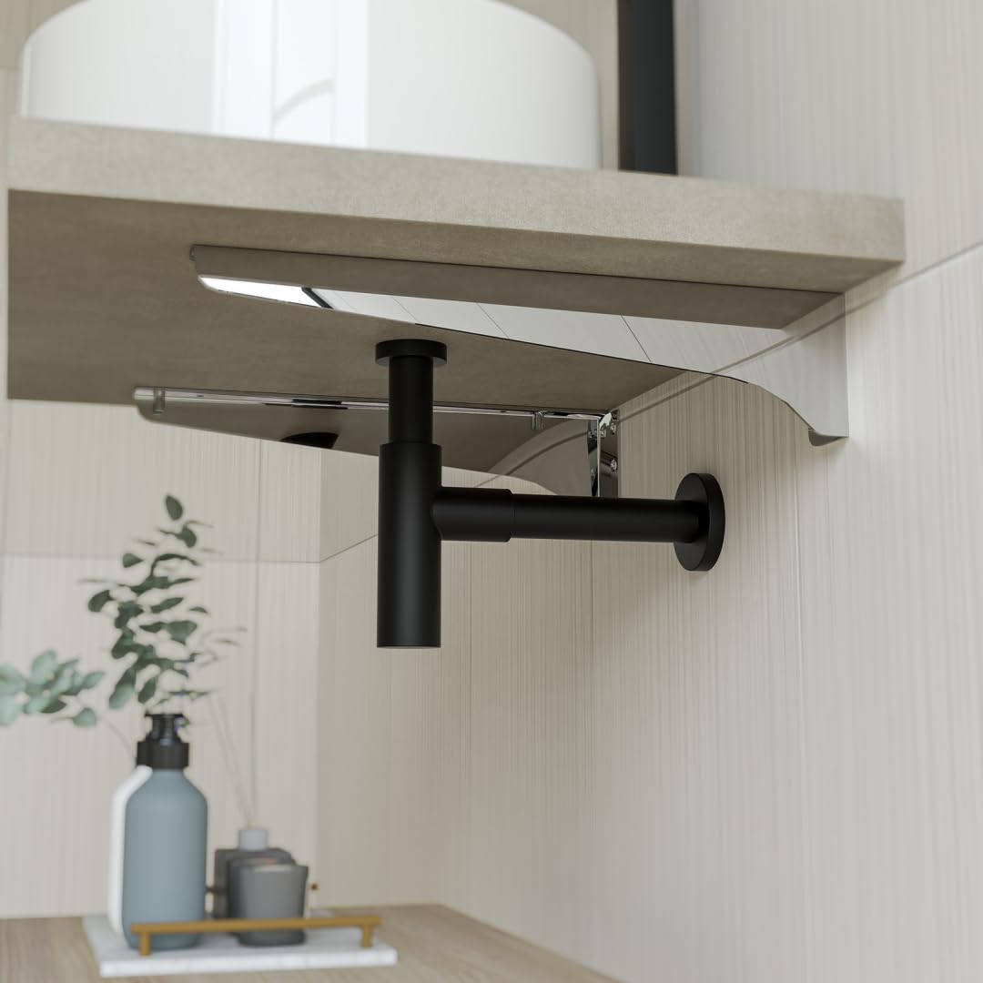 Kiamami Valentina - Sifone d'arredo tondo in ottone nero opaco