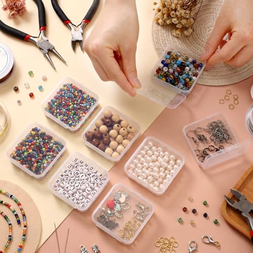 Image of SATINIOR 300 Packs Clear Small Plastic Containers Transparent Storage Box with Hinged Lid in Bulk for Jewelry Hardware Crafts Small Items(2.52 x 2.52x 0.79 Inch)