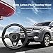 Ergocar Round Shape Carbon Fiber & Microfiber PU Leather Steering Wheel Cover Anti-Slip Car Steering Wheel Protector Breathable Sweat Absorbent Sport for Diameter 38cm（15