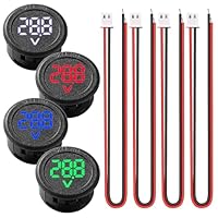 VooGenzek 4 Stücke DC 5-100V DC Digital Voltmeter, 2 Drähte Spannungsmesser 3-Digit LED Anzeige, mit Anti Konnection Schutz, für Autos Fahrzeuge Motorräder Boote, Mehrfarbig