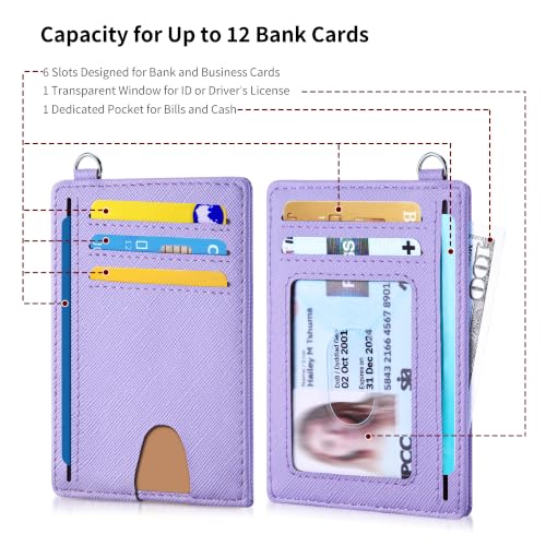 Image of Mayski Slim Wallet, Credit Card Holder for Women, Minimalist Front Pocket RFID Blocking Card Cases, Small Wallet Women Men(Cross Light Purple)