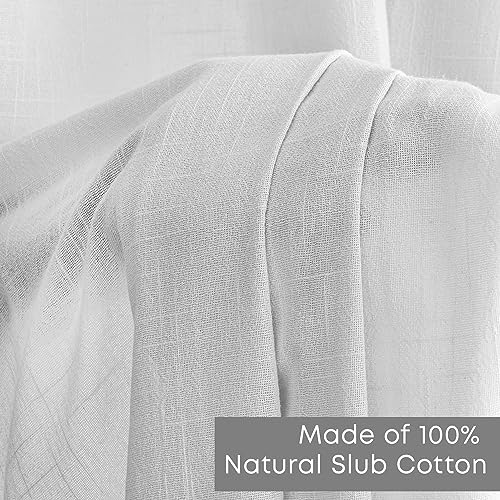Image of LINENWALAS Cotton Curtains Set of 2, Canvas Long Door Curtains for Home Decor, Hangs Elegantly with Back Loops (4.5Ft X 9 Ft, White) - Solid, Sheer, Back Tab