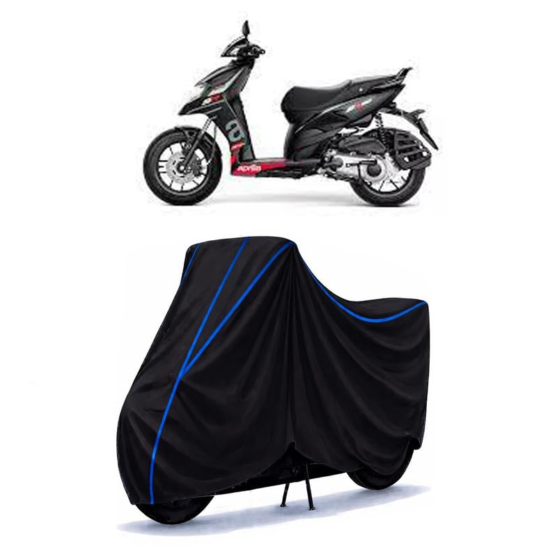 Image of Scooty Cover Water Resistant for SR 160 Carbon | Universal Scooter & Bike Cover | Heavy Duty UV Dust, Rain & Scratch Protection | Elastic Fit All Weather Indoor Outdoor | Black with Blue Piping