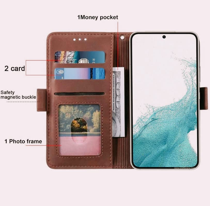 Image of TROUNCE Professional Flip Cover (Shock Proof | Velvet Finish | Card Pockets Wallet & Stand | Grey & Brown) Case for Samsung Galaxy A54 5G