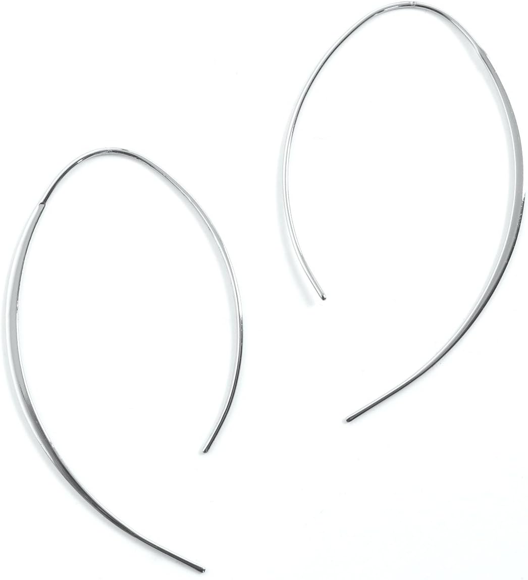 Upside Down Hoop Earrings - Hypoallergenic Lightweight Wire Needle Drop Dangle Threader Hoops for Women, Safe for Sensitive Ears - Plated in 925 Sterling Silver or 18k Gold - Image 7