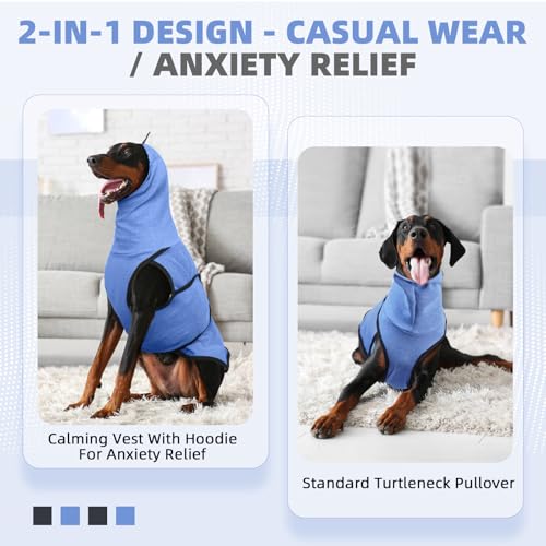 Hjyokuso Hundepullover Mit Beruhigender Kapuze und Ohrenschutz, Hundemantel Für Kleine Mittelgroße Grosse Hunde, Beruhigungsweste Für Hunde, Hundemantel Für ängstliche Hunde,Hunde-Angstjacke