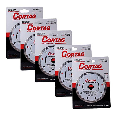 Disco de Corte Diamantado Turbo Fino 110 MM Porcelanato Cortag 5 Unidades