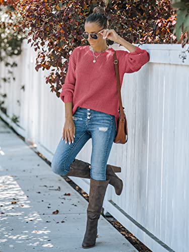 Image of MEROKEETY Women's Fall Long Sleeve Waffle Knit Oversized Sweater