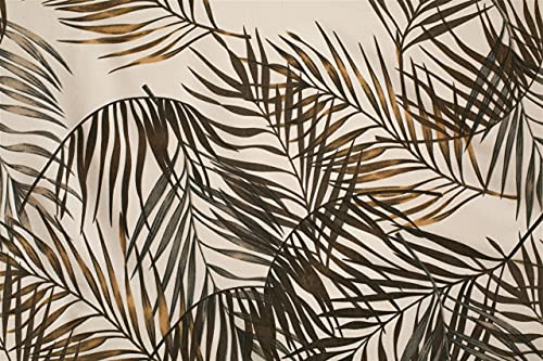 Image of Swayam Roto Cotton King Fitted Bedsheet with 2 Pillow Covers | Size 72 x 78 x 10 inch | 144 TC | Leaf Design | Soft Breathable Bed Sheet | Comfortable & Durable for Bedroom - Beige & Black