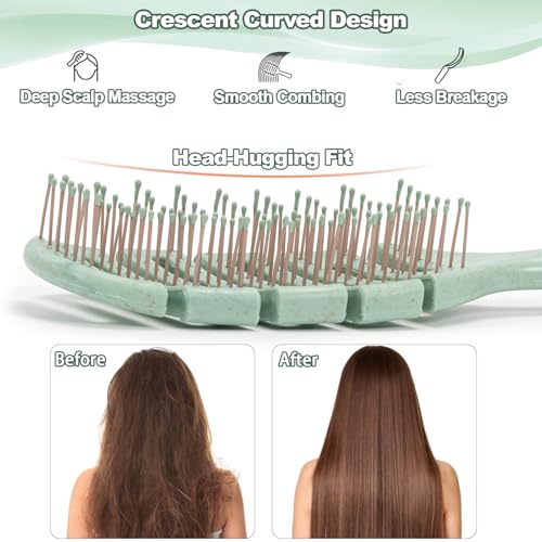 Gelapa 2pcs Detangling Hair Brush, Soft Hair Brush for Women, Detangler Hairbrush for Wet, Dry, Natural, Curly, Straight Hair, Styling Brush brosse a cheveux, Hair Care Accessories -Grwh - Image 3