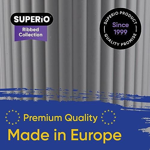 Image of Superio Ribbed Collection - Decorative Plastic Laundry Basket with Cut-Out Handles, Grey (2 Pack) Hamper Organzier for Bedroom Bathroom College Dorm Room 35 Liter
