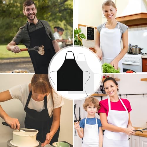 DBTW 2Pcs Cooking Aprons with Pockets, Kitchen Cooking Bib Apron, Adjustable Waterproof Aprons, Personalised Kitchen Aprons, Black/White Chef Aprons, Couple Aprons Set for Baking Gardening Housework - Cosy Home Interiors DBTW 2Pcs Cooking Aprons with Pockets, Kitchen Cooking Bib Apron, Adjustable Waterproof Aprons, Personalised Kitchen Aprons, Black/White Chef Aprons, Couple Aprons Set for Baking Gardening Housework - Image 7