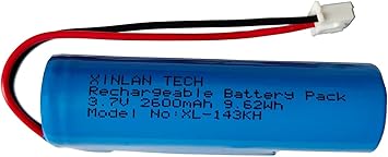 XINLANTECH 3.7V 2600mAh 18650 Rechargeable Li-ion Battery with Jst XH2.54/2P Connector Plug Wires for DIY Electronics, Toys, Lighting,Bluetooth Devices and More