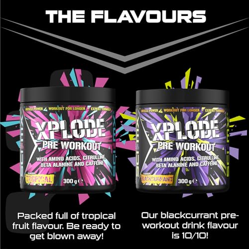 SCI-MX - X-PLODE Pre-Workout - 300g - Tropical Flavour - 250mg Caffeine, 6g Citrulline Malate, 3.2g Beta Alanine / serving - Suitable for Vegetarians + Vegans - Image 5