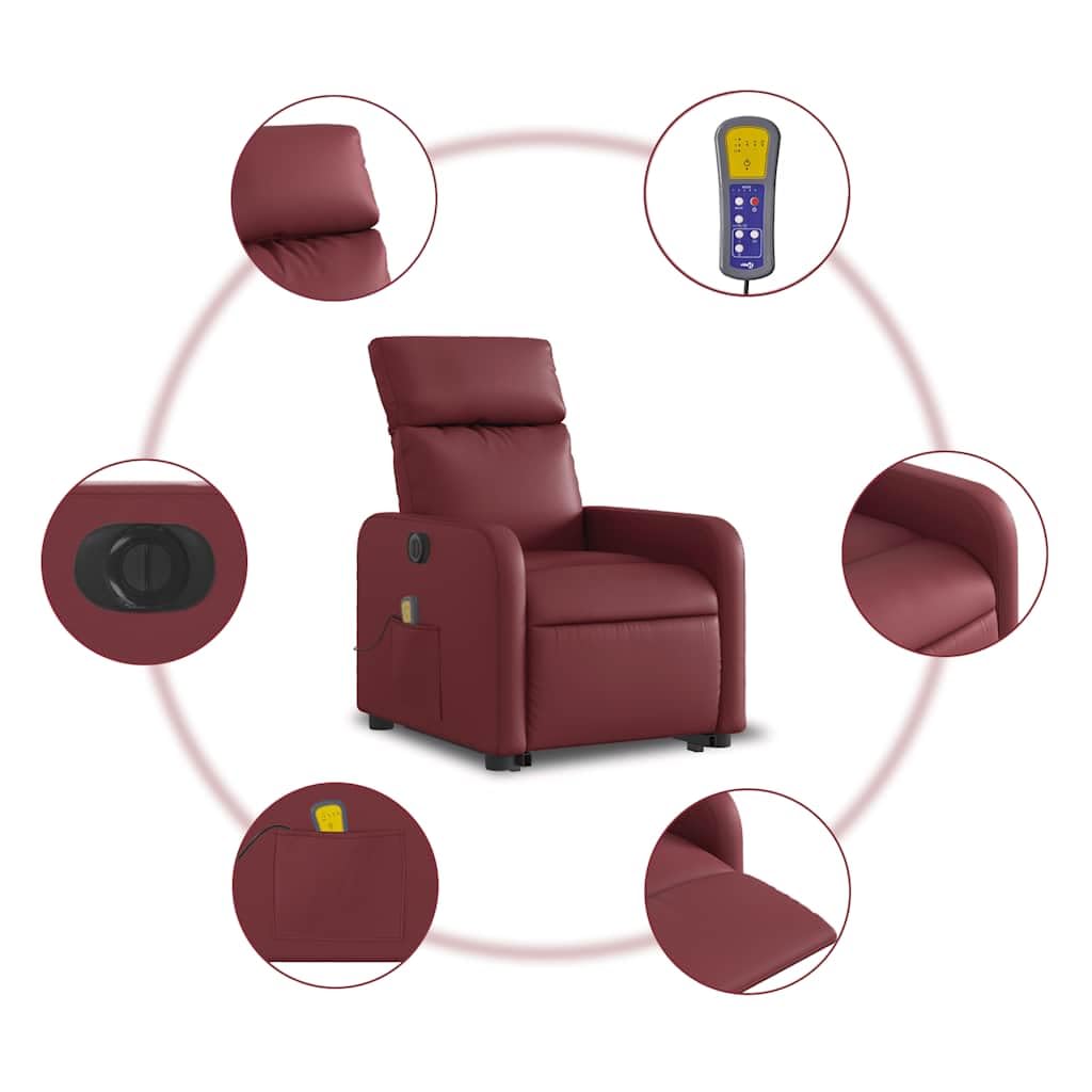 Sillón elevador eléctrico reclinable con masaje por vibración, 6 puntos de masaje, función de elevación e inclinación de 135°, estructura estable de madera y metal,
