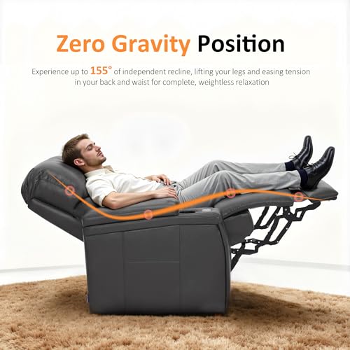 Sillón reclinable eléctrico gris con soporte lumbar miniatura 4
