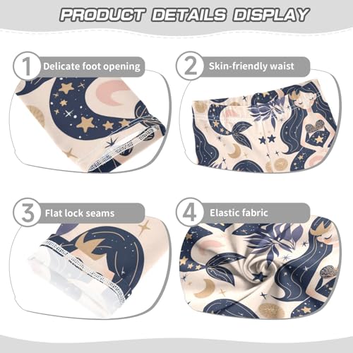 Mermaid Girls' Leggings Toddler Doodles Moon Stars Leaves Kids Yoga Pants Dance Active Tights 4T3