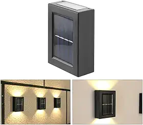 KIT 4 Arandela Solar Slim Goldensky 2 Focos Luminária Parede Externa À Prova D 'Água Luz Branco Quente