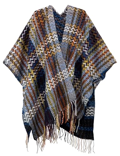 Poncho pashmina chaud avec ouverture devant pour une protection optimale en hiver