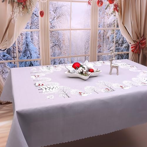 DECOOR Festliche Weihnachtstischdecke 180 x 120 cm Schmutzabweisend...