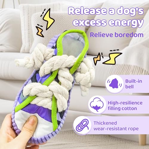 dellyy Hundespielzeug Kuscheltier, Hundespielzeug für Welpen und Kleine Hunde, Geschenke für Hunde, Slipper-Spielzeug, Hundegeschenk Weiches Quietschendes Plüschspielzeug (Lila)