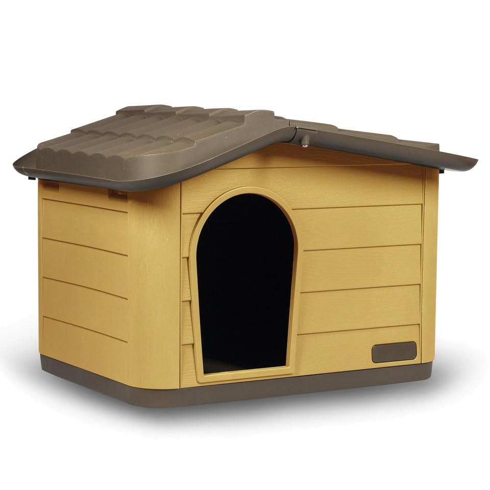 URBNLIVING Plastic Dog House for Small Medium Dogs, Durable Indoor Outdoor Pet Kennel Shelter, Easy Wipe Clean Surface, Air Ventilation Portable, Weather-Resistant, 2 Sizes