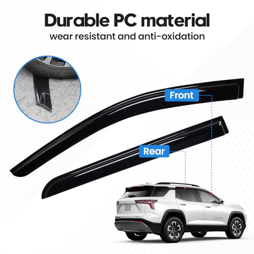 Image of Equinox Rain Guards - Window Visors for Chevrolet Chevy Equinox 2025 2026(Not for EV), Out-Channel Side Window Rain Guards for Equinox Accessories, 4PCS, Black, Car Accessories