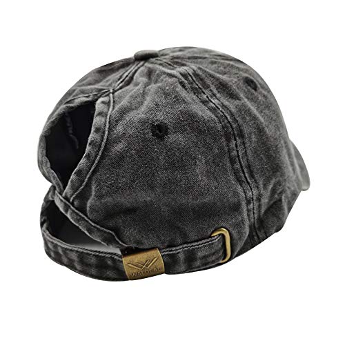 Women's Embroidered Adjustable Ponytail Hat Low Profie Washed Baseball Cap - Image 5