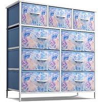 Sorbus Kids Dresser with 9 Drawers - Furniture Storage Chest Tower Unit for Bedroom, Hallway, Closet, Office Organization - Steel Frame, Wood Top, Tie-dye Fabric Bins (Pastel, Tie-dye)