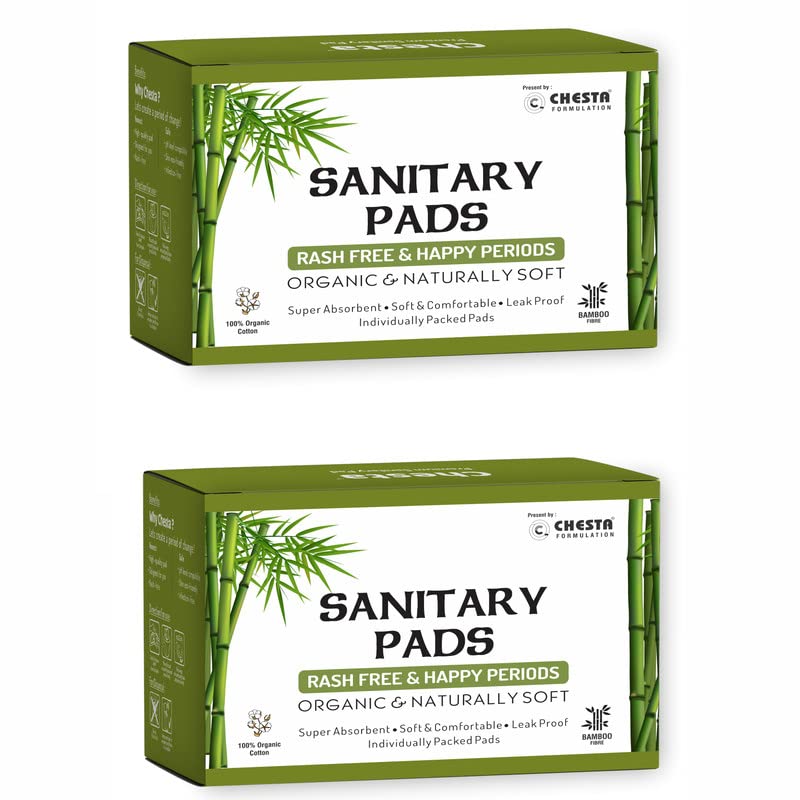 Chesta Bamboo Fiber Sanitary Pads -(Pack Of 2*20 = 40 Pads-20 XL+ 20 XXL),Antibacterial,Rash-Free-Periods,Full-Day & Night,High Absorbent,Extra Long, Base Of Napkin - Organic and natural Biodegradable. (B09PL2C8HG) Amazon Price History, Amazon Price Tracker