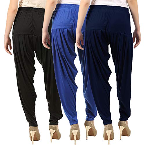 Image of Buy That Trendz Combo Offer (Pack of 3) Cotton Viscose Lycra Dhoti Patiyala Salwar Harem Bottoms Pants for Womens (White, Maroon, Black)