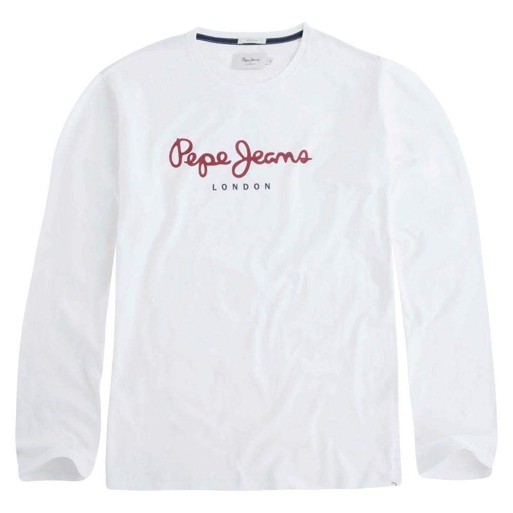 Pepe Jeans Eggo Men's T-Shirt Slim Fit Long Sleeve White (White), L