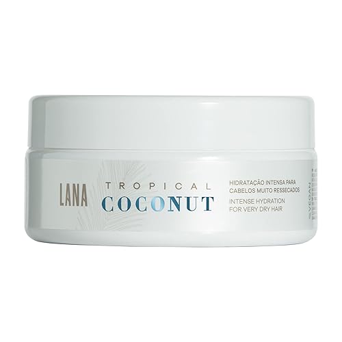 Lana Brasiles Máscara de coco tropical, hidratación intensa para cabello muy seco, (7.05 onzas)