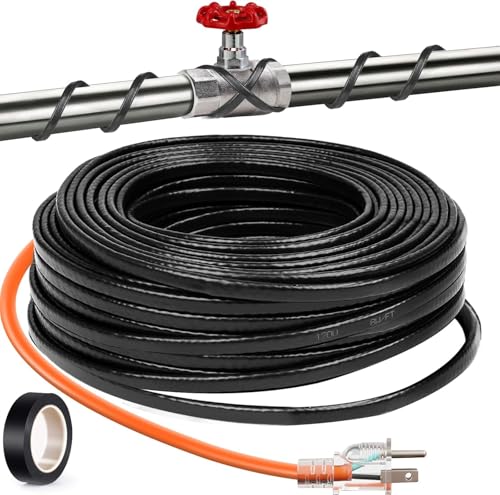 30FT(3FT-200FT) Pipe Heating Cable for Pipe Freeze Protection, Heat Cable for Water Pipes(Metal and Plastic), Pipe Heat Tape Keeps Water Flowing at -40°F 5w/ft, 120V Plumbing fixture